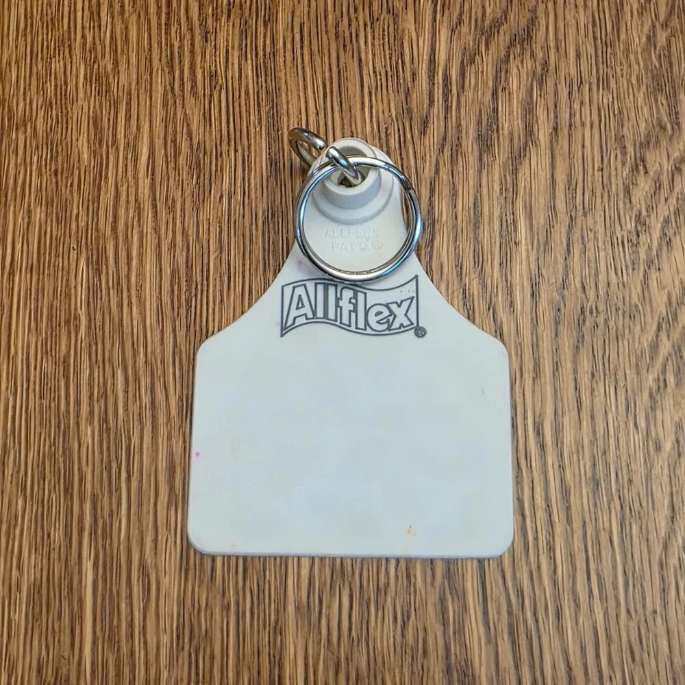 Wiscowsin‎ Cow Print Ear Tag Keychain Wisconsin Dairy Souvenir White Black Y2K